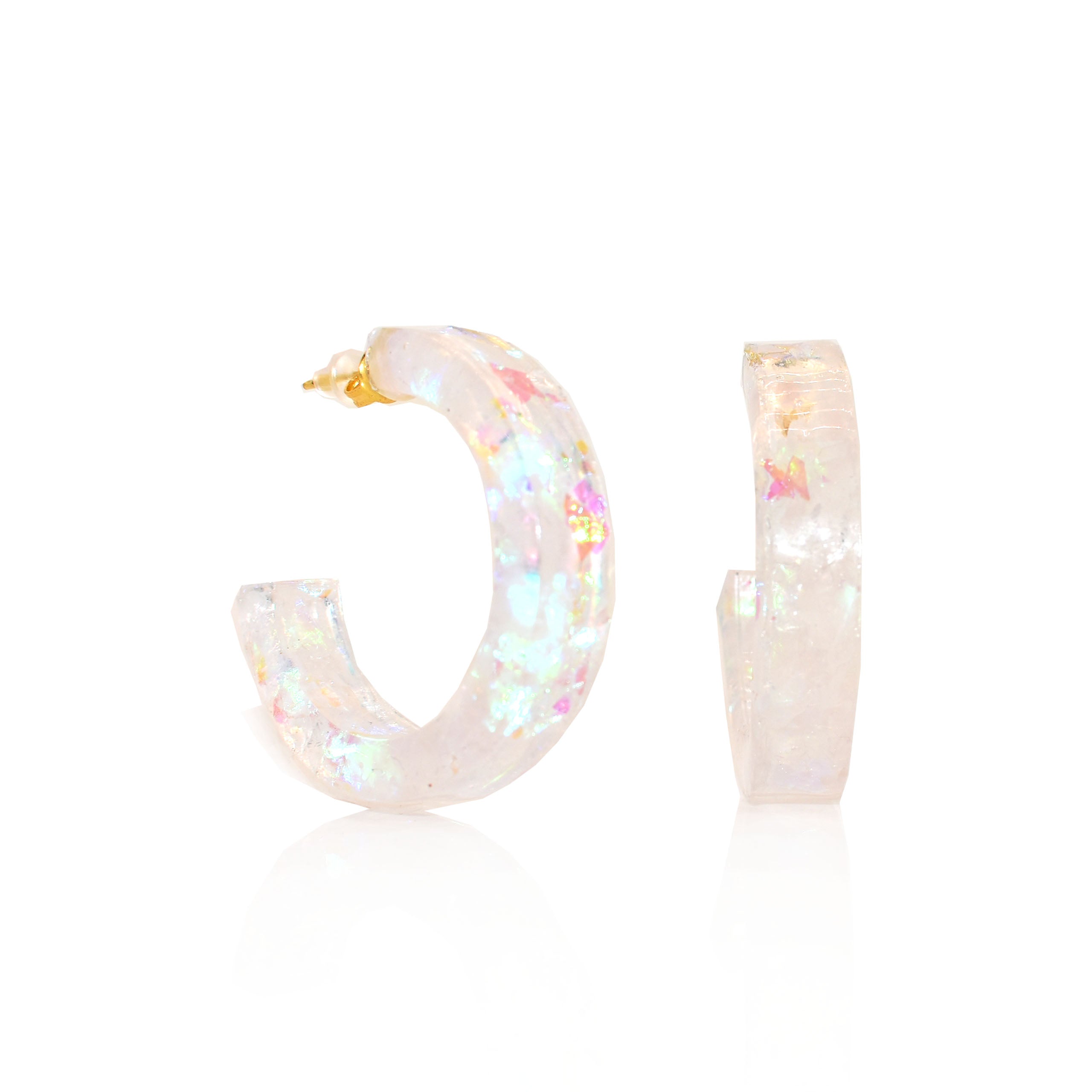 Small Rose Quartz Galaxy Hoops