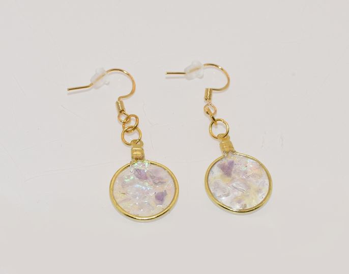 Small Amethyst Gold Dangle Earrings