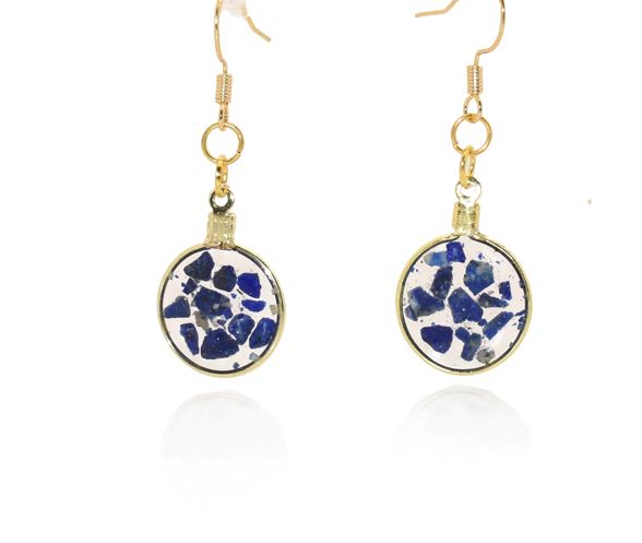Small Lapis Lazuli Gold Dangle Earrings