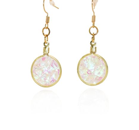 Small Rose Quartz Gold Dangle Earrings