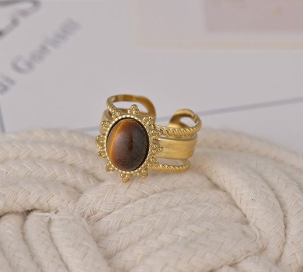 Tiger's Eye Gold Titanium Ring